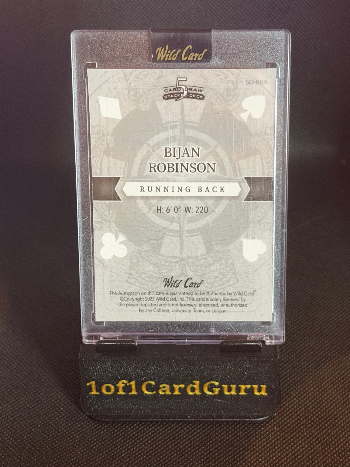 2023 Wild Card 5 Card Draw Bijan Robinson Joker Rookie Autograph #SD-BRA back