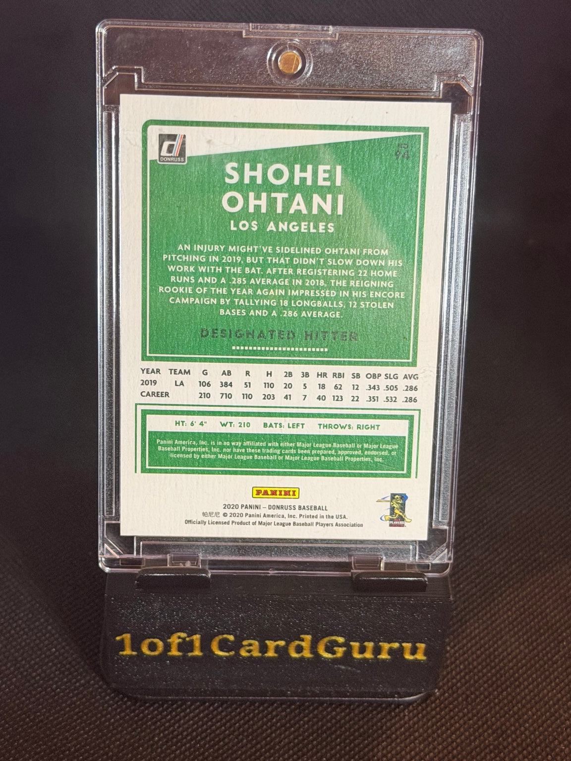 2020 Donruss Shohei Ohtani #94 Independence Day Stars Border back