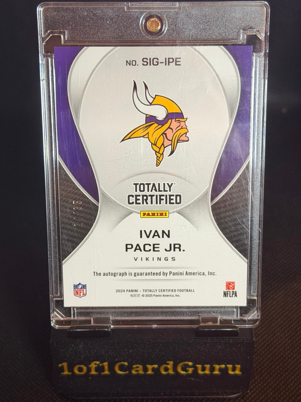 2024 Panini Totally Certified Ivan Pace Jr. Signature #SIG-IPE back