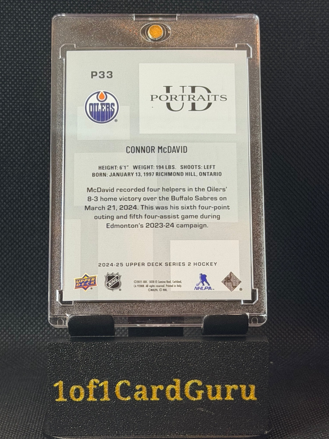 2024-25 Upper Deck UD Portraits Connor McDavid #P-33
