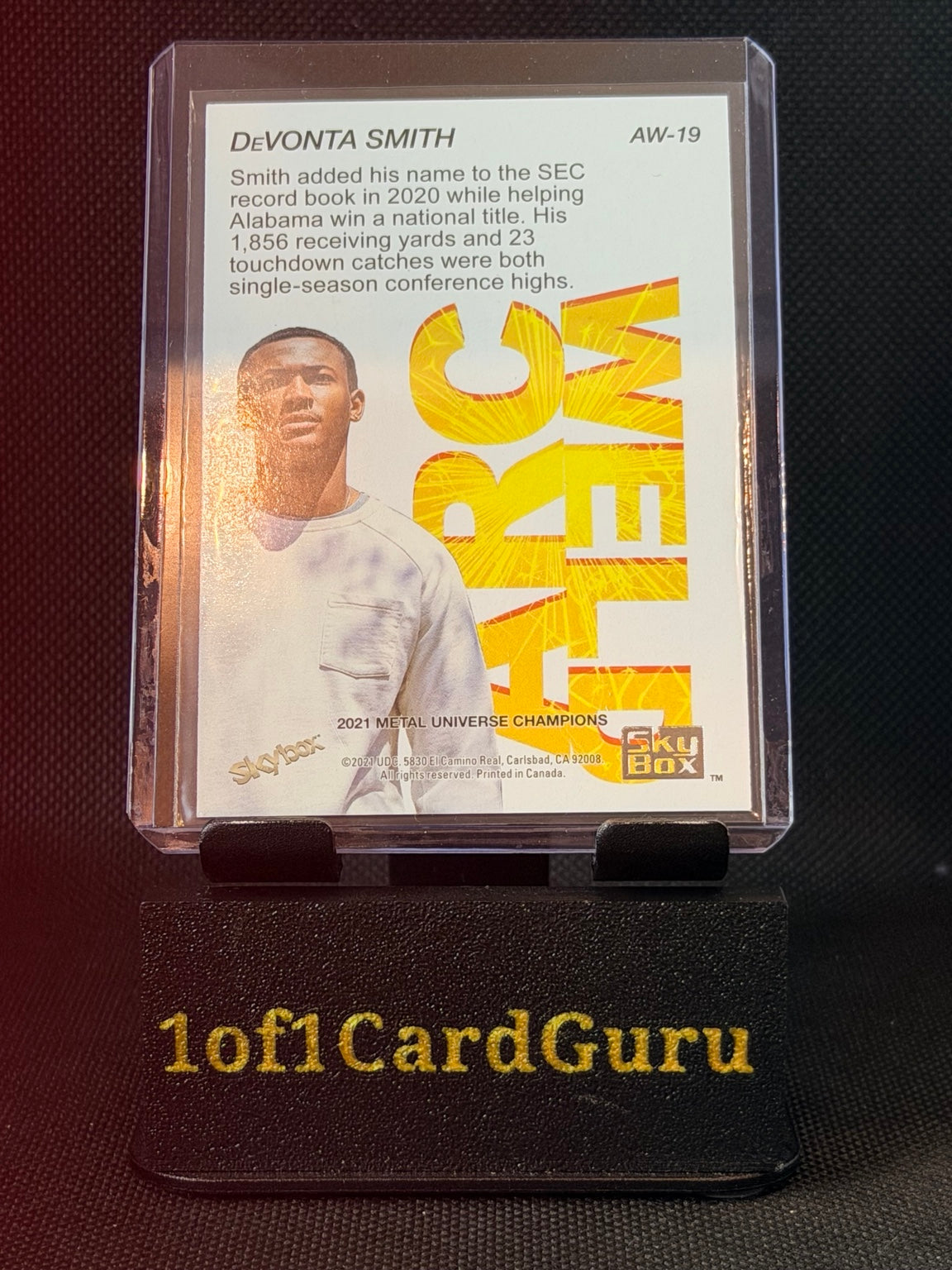 2021 SkyBox Metal Universe Champions DeVonta Smith Arc Weld #AW-19 — back