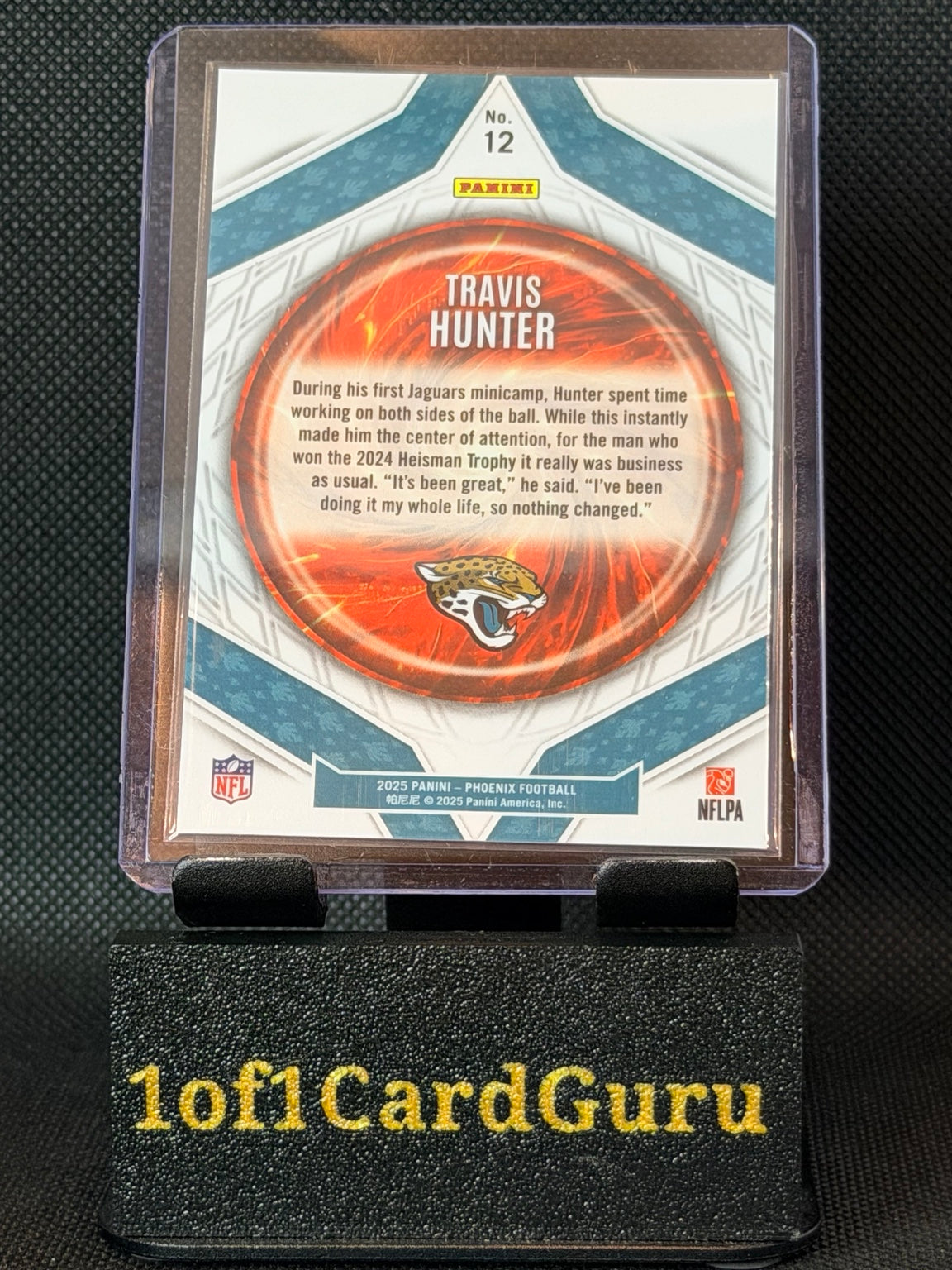 2025 Panini Phoenix Paragon Travis Hunter #12 Rookie — back