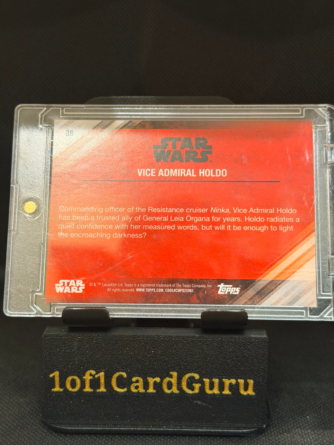2017 Topps Star Wars The Last Jedi – Vice Admiral Holdo #29 — back