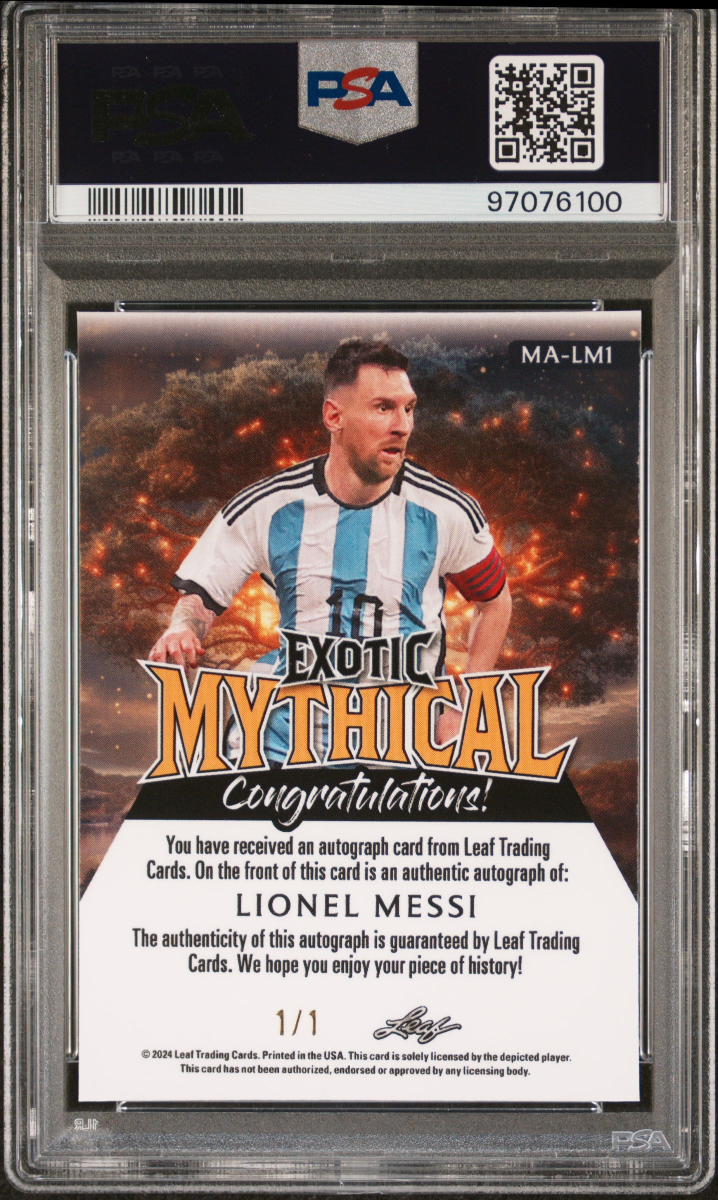2024 Leaf Exotic Mythical Lionel Messi Auto 1/1