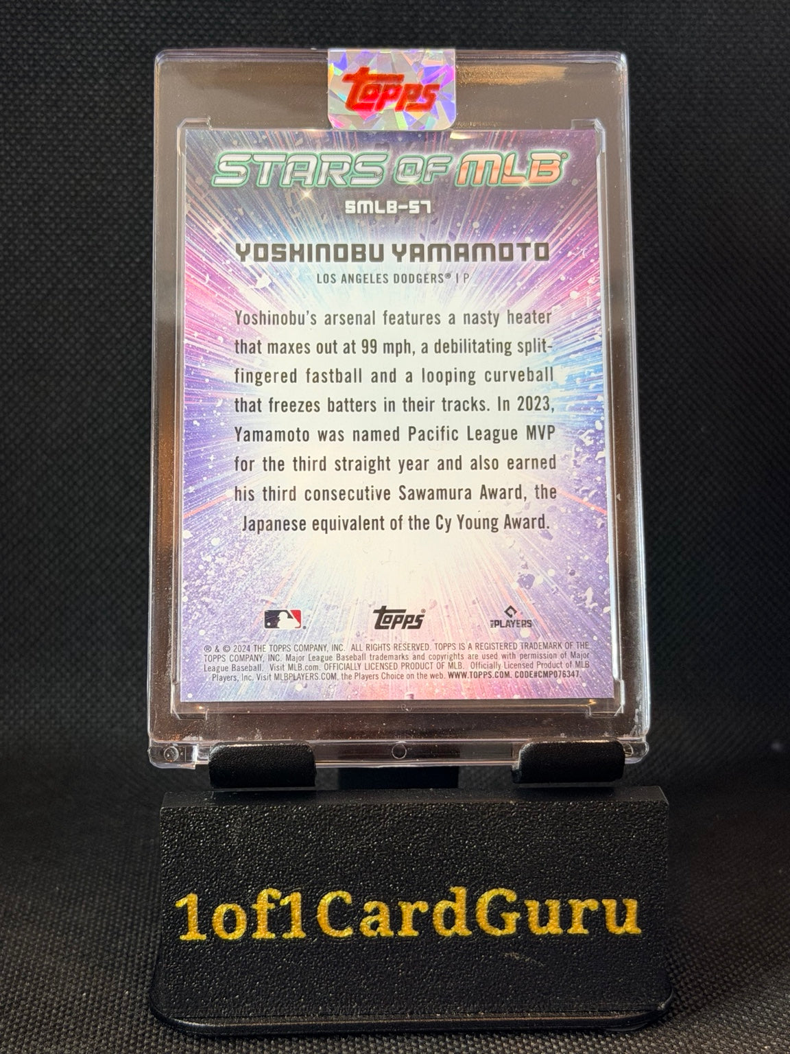 2024 Topps Yoshinobu Yamamoto Stars of MLB #SMLB-57 RC In-Person Autograph — back