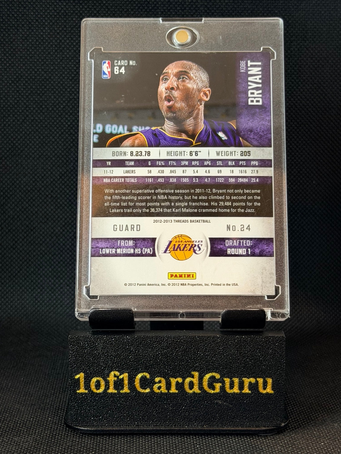 2012-13 Panini Threads Kobe Bryant #64 — back