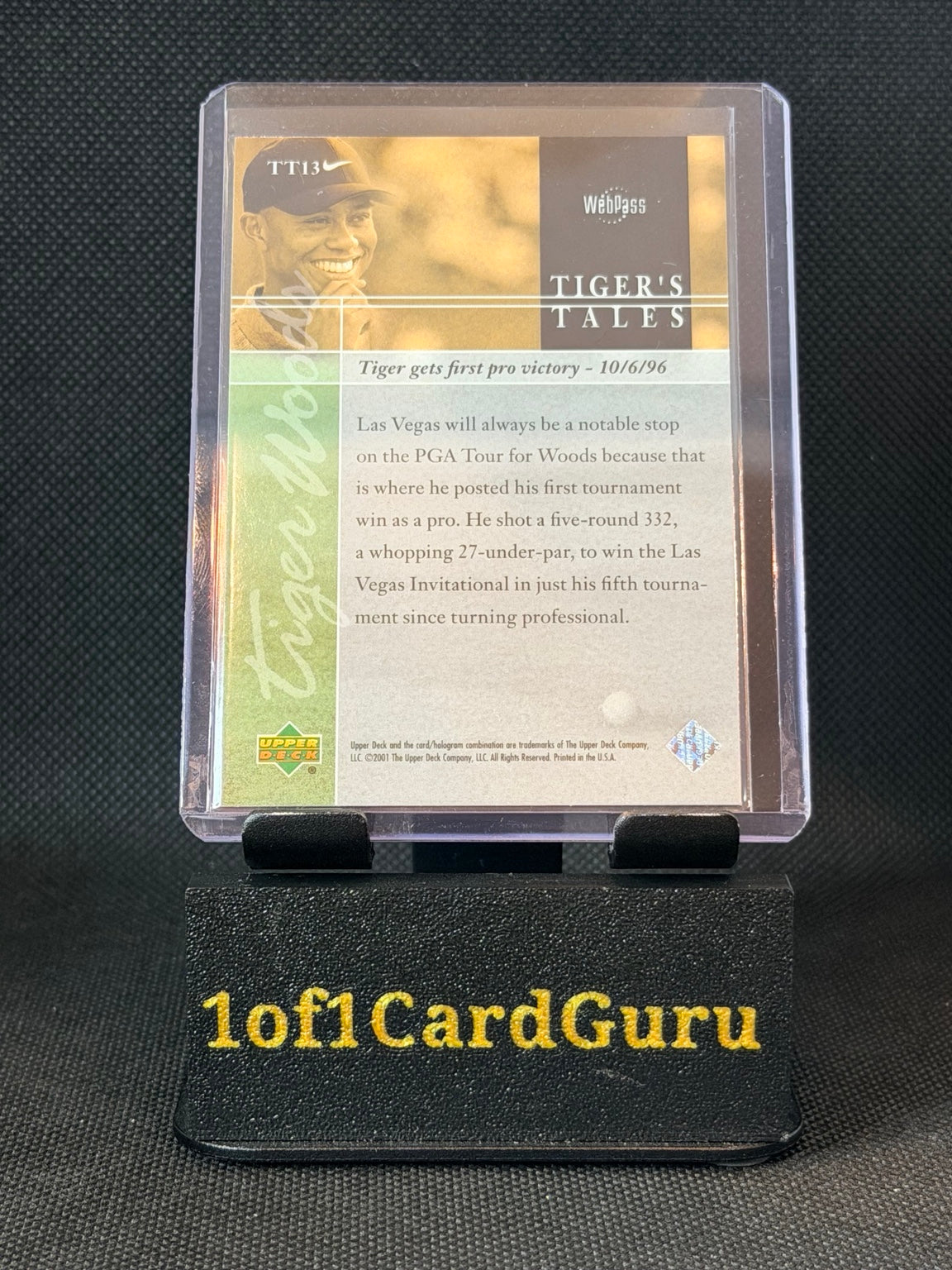 2001 Upper Deck Tiger Woods Tiger's Tales #TT13 — back