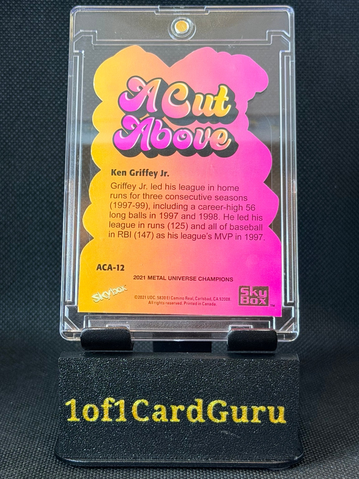 2021 SkyBox Metal Universe Champions Ken Griffey Jr. A Cut Above #ACA-12 — back