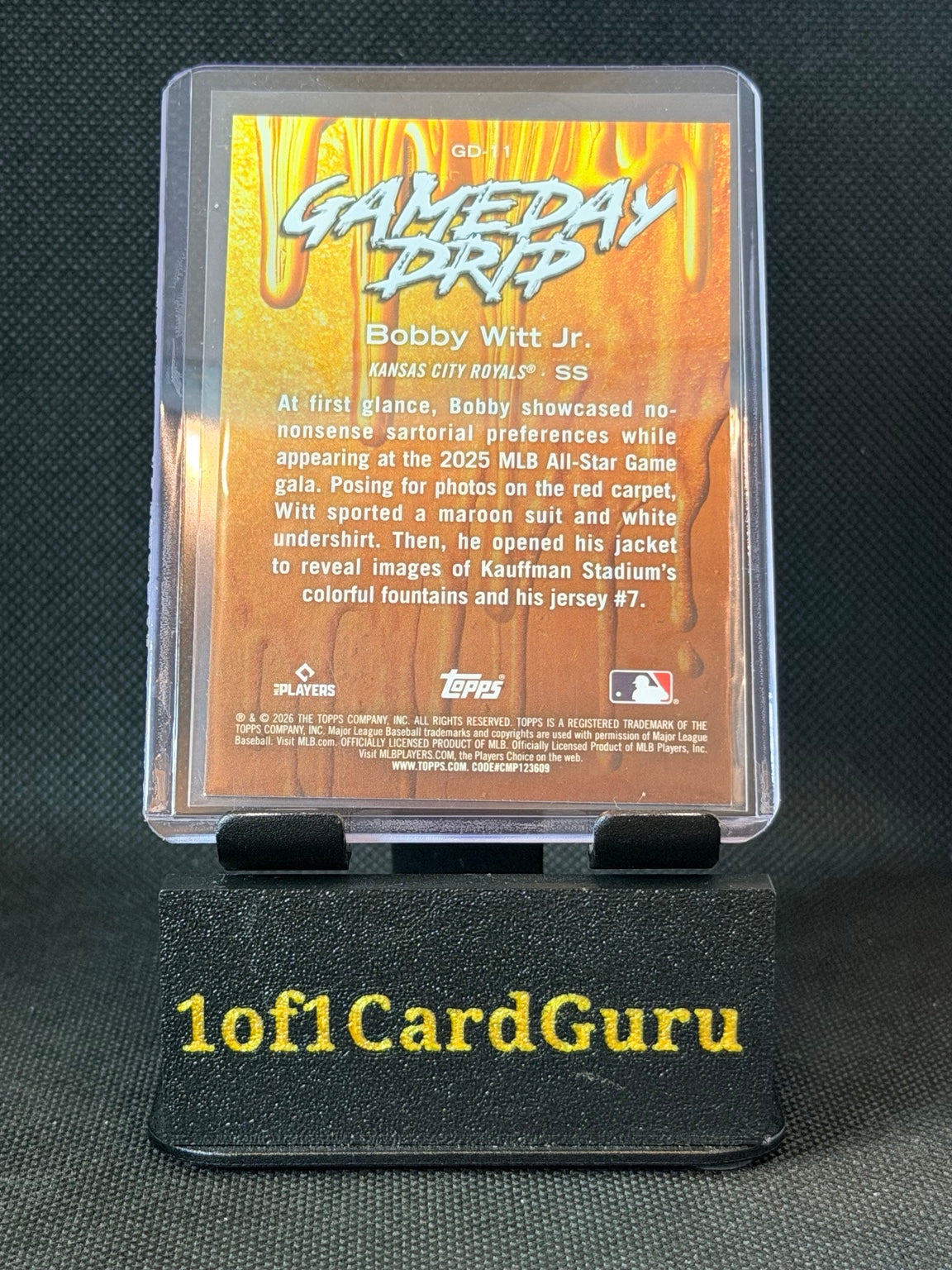 2026 Topps Celebration Bobby Witt Jr. Gameday Drip #GD-11 — back