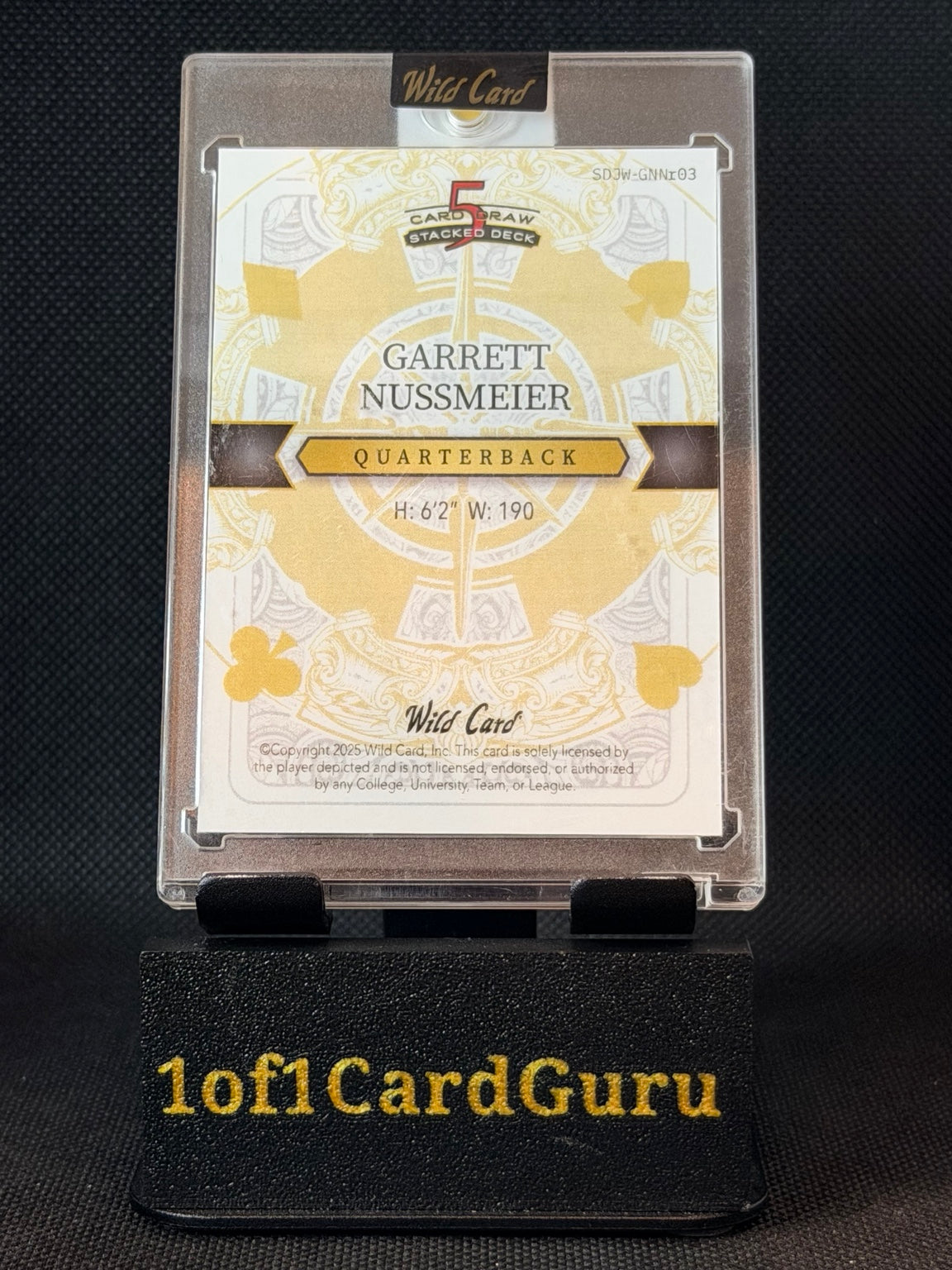 2025 Wild Card 5 Card Draw Stacked Deck Garrett Nussmeier Joker 1/1 — back