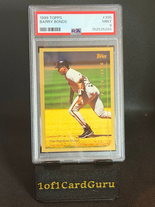 Front of 1999 Topps Barry Bonds #395 PSA 9 Mint