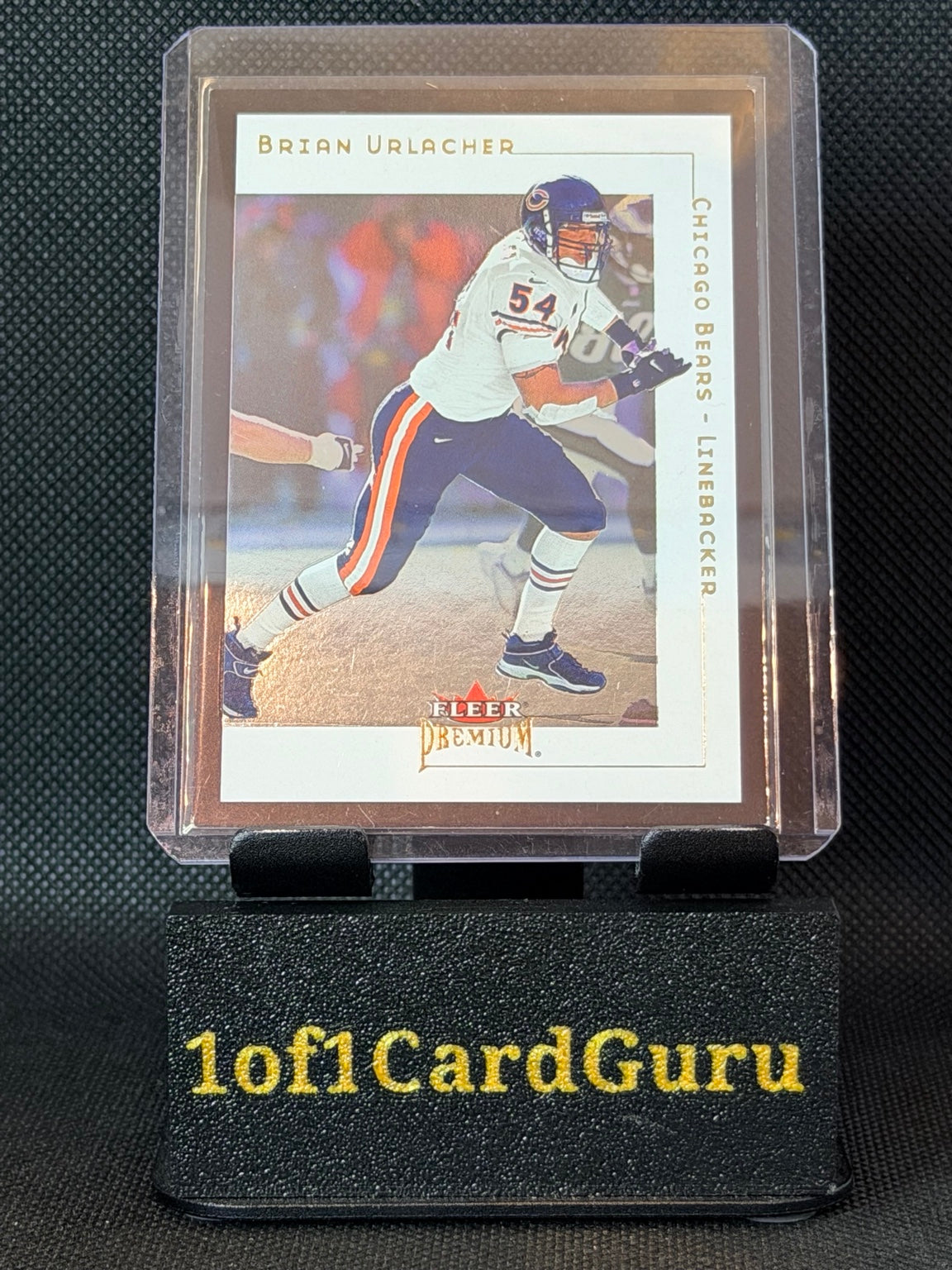 Front of 2001 Fleer Premium Brian Urlacher #19 Chicago Bears
