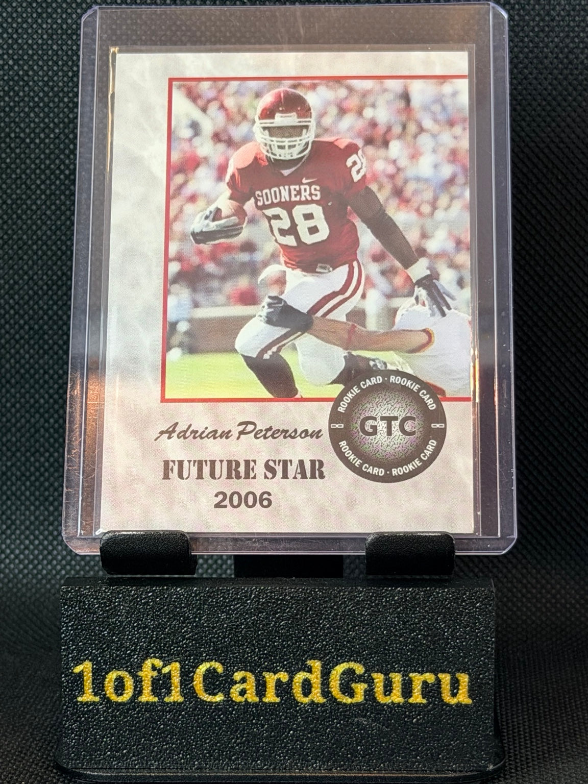 Front of 2006 GTC Future Star Adrian Peterson unlicensed Oklahoma Sooners card