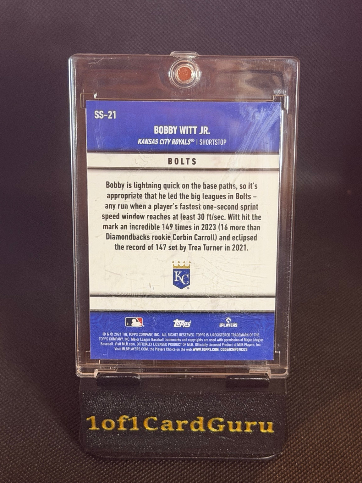 2024 Topps Significant Statistics Bobby Witt Jr. #SS-21 Black /299 back