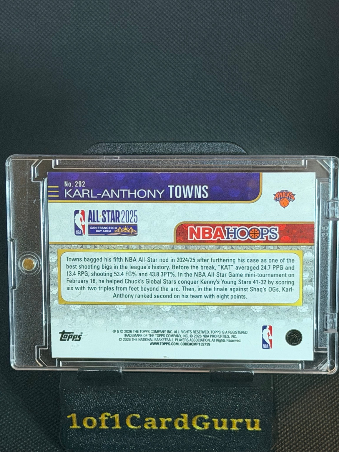 2025-26 Topps NBA Hoops Karl-Anthony Towns All-Star #292 back