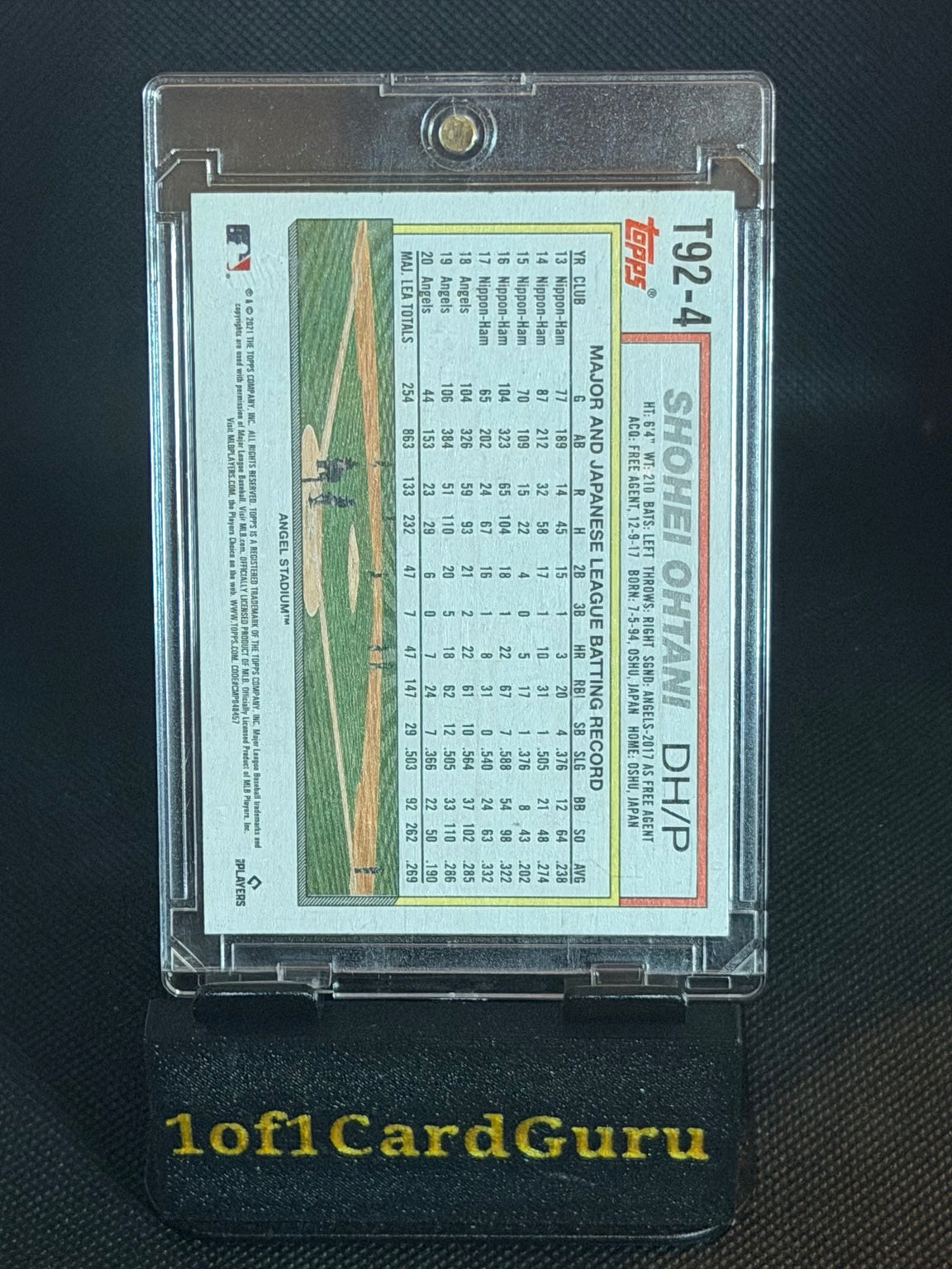 2021 Topps Update Shohei Ohtani 1992 Redux #T92-4 back