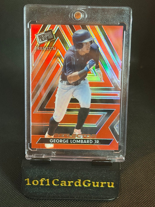 2024 Leaf Press Pass Premium George Lombard Jr. Red Reflector #26 6/15 front