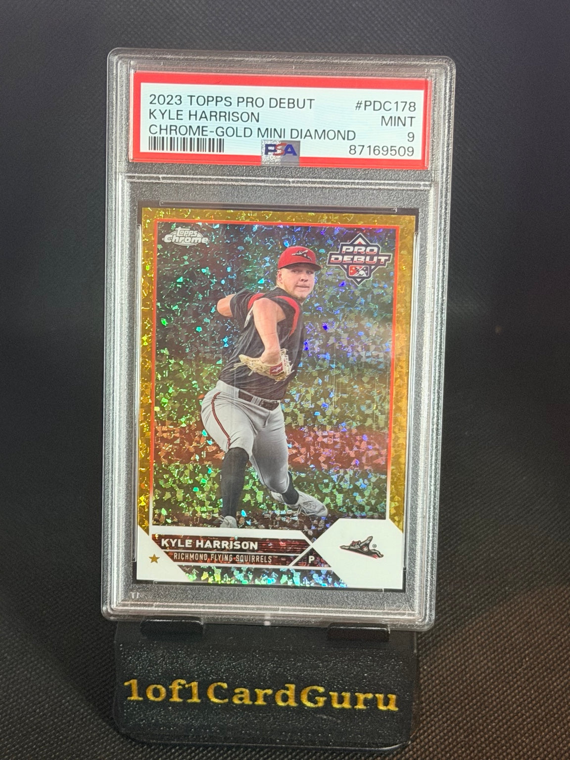 2023 Topps Pro Debut Chrome Kyle Harrison Gold Mini Diamond #PDC178 PSA 9 front