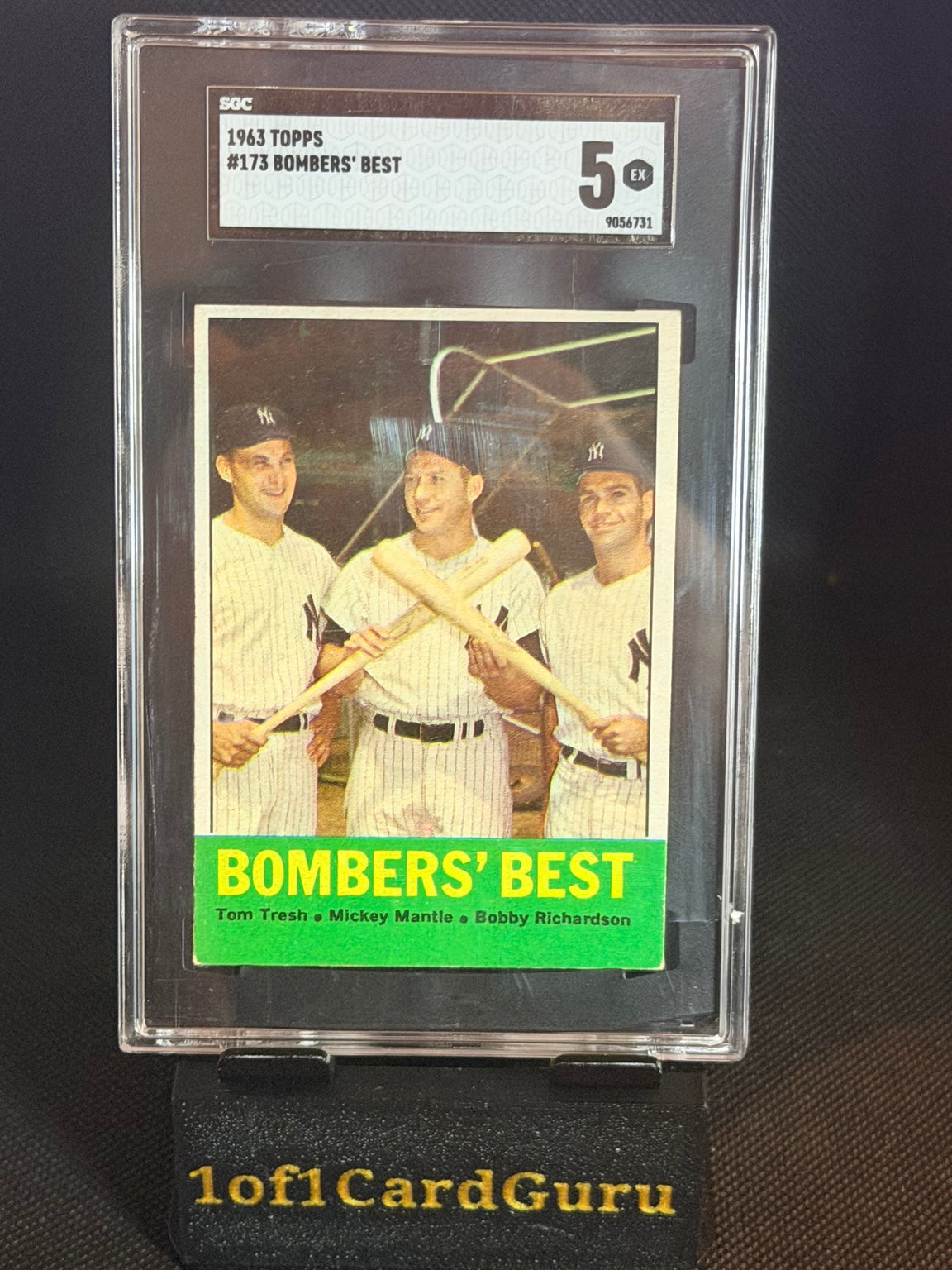 1963 Topps Bombers' Best Mickey Mantle Tom Tresh Bobby Richardson #173 SGC 5 front