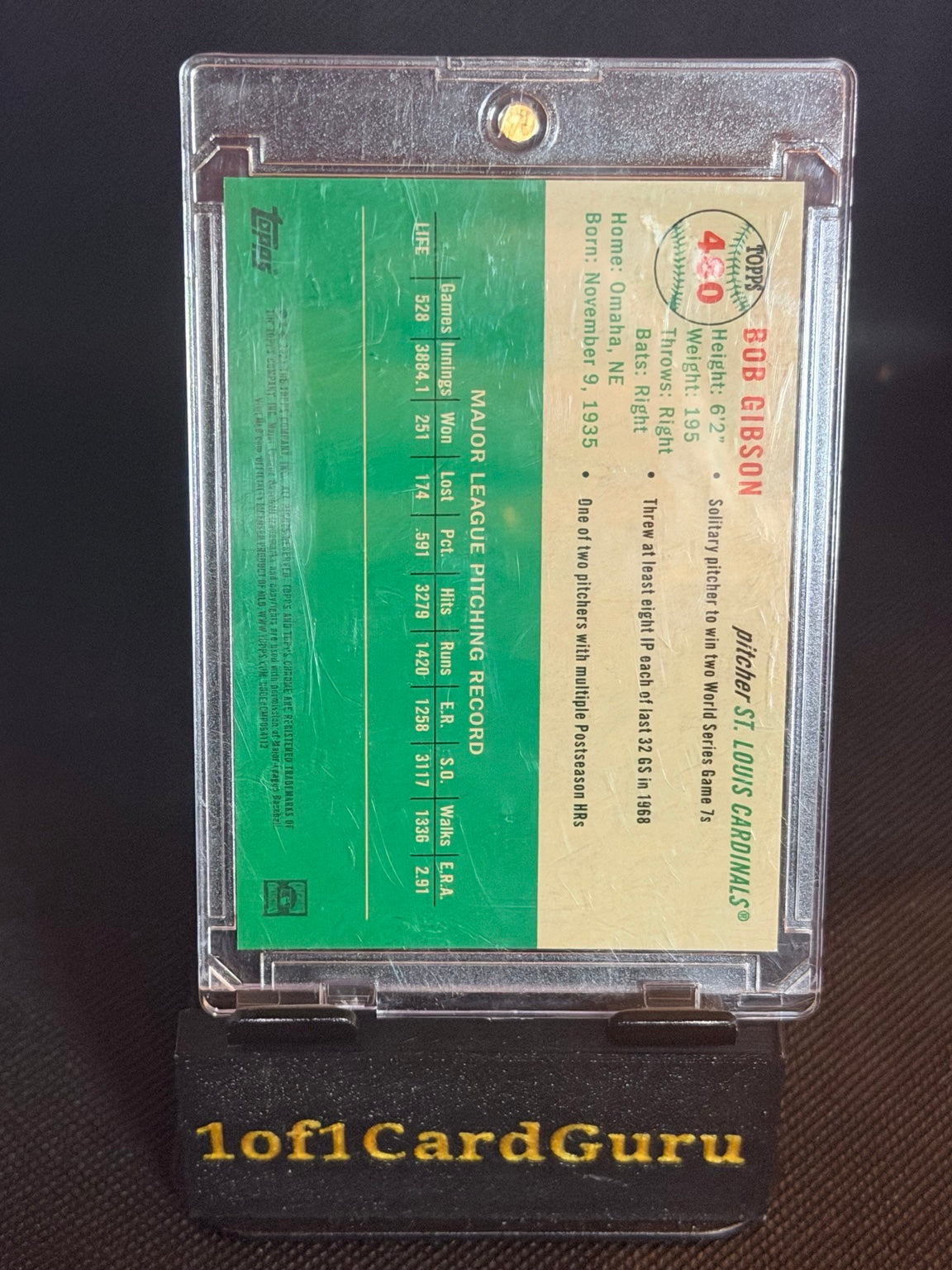 2022 Topps Chrome Platinum Anniversary Bob Gibson #268 Blue Mini Diamond /199 photo 2