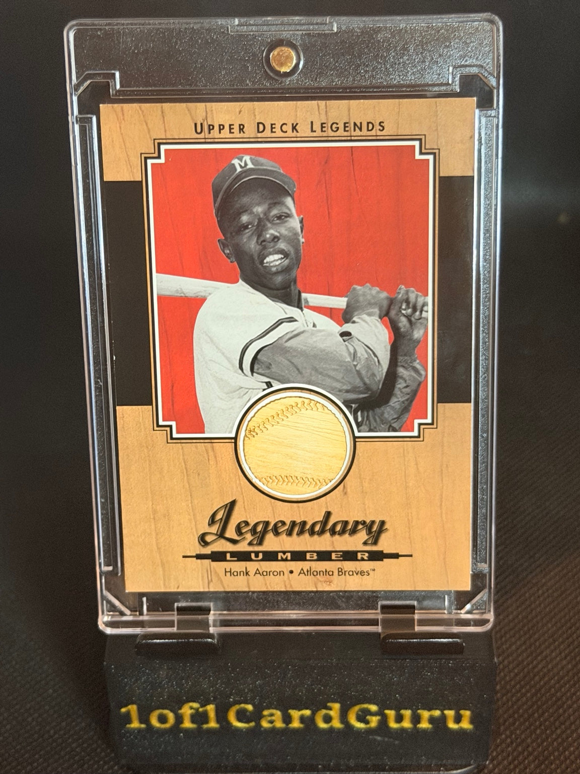 2001 Upper Deck Legends Hank Aaron Legendary Lumber #L-HA Game-Used Bat front