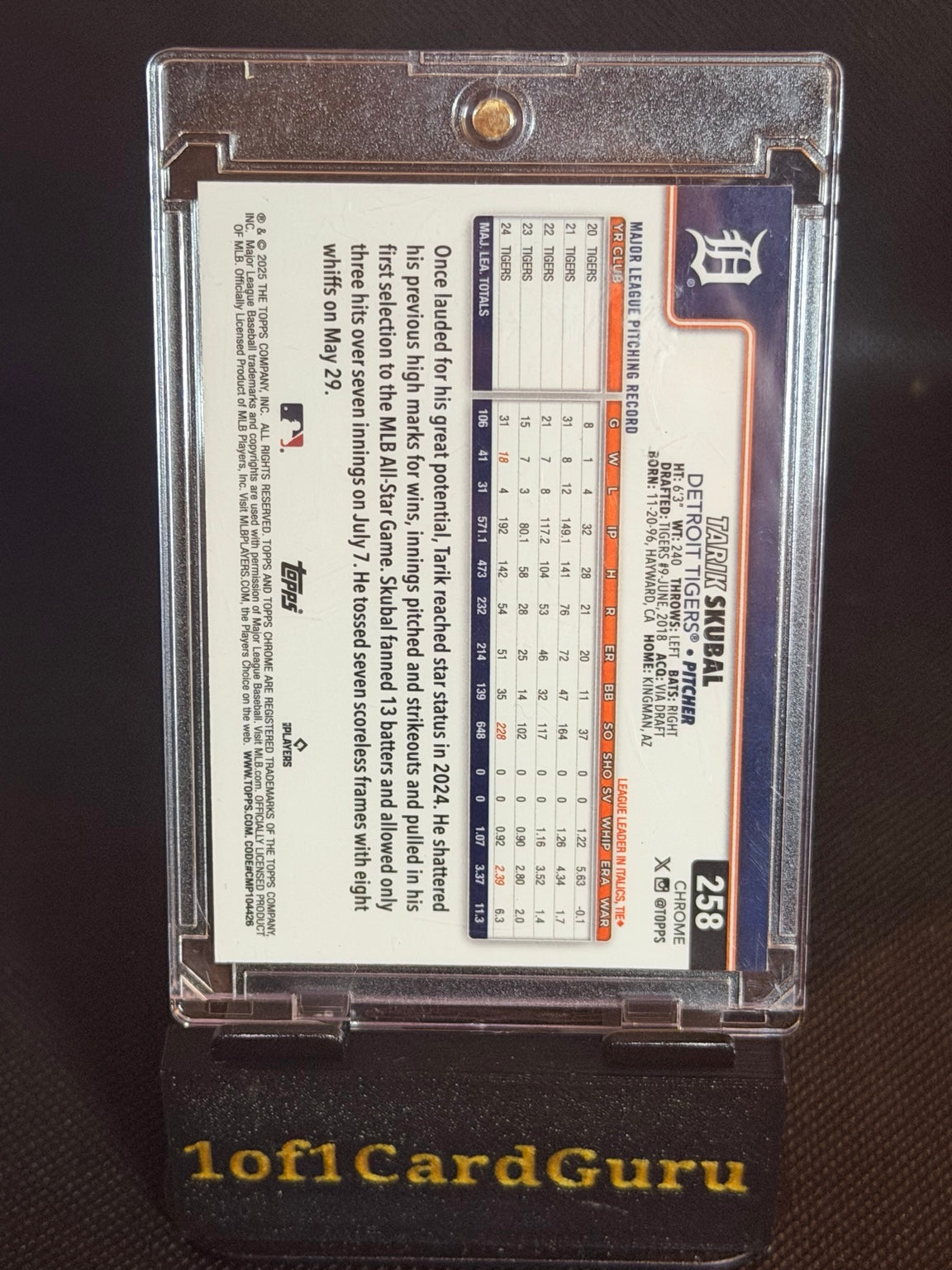 2025 Topps Chrome Tarik Skubal #258 RayWave Refractor back
