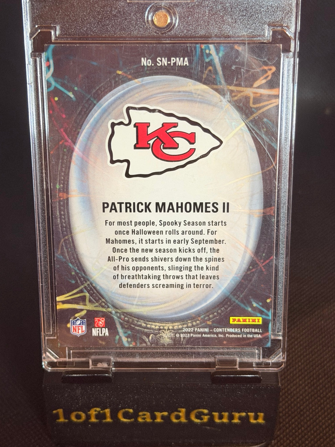 2022 Panini Contenders Patrick Mahomes II Supernatural #SN-PMA back