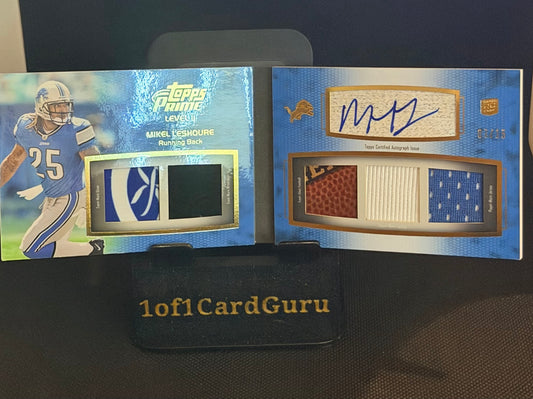 2011 Topps Prime Mikel Leshoure Level II Autographed Relic Booklet #PII-ML 03/15 front
