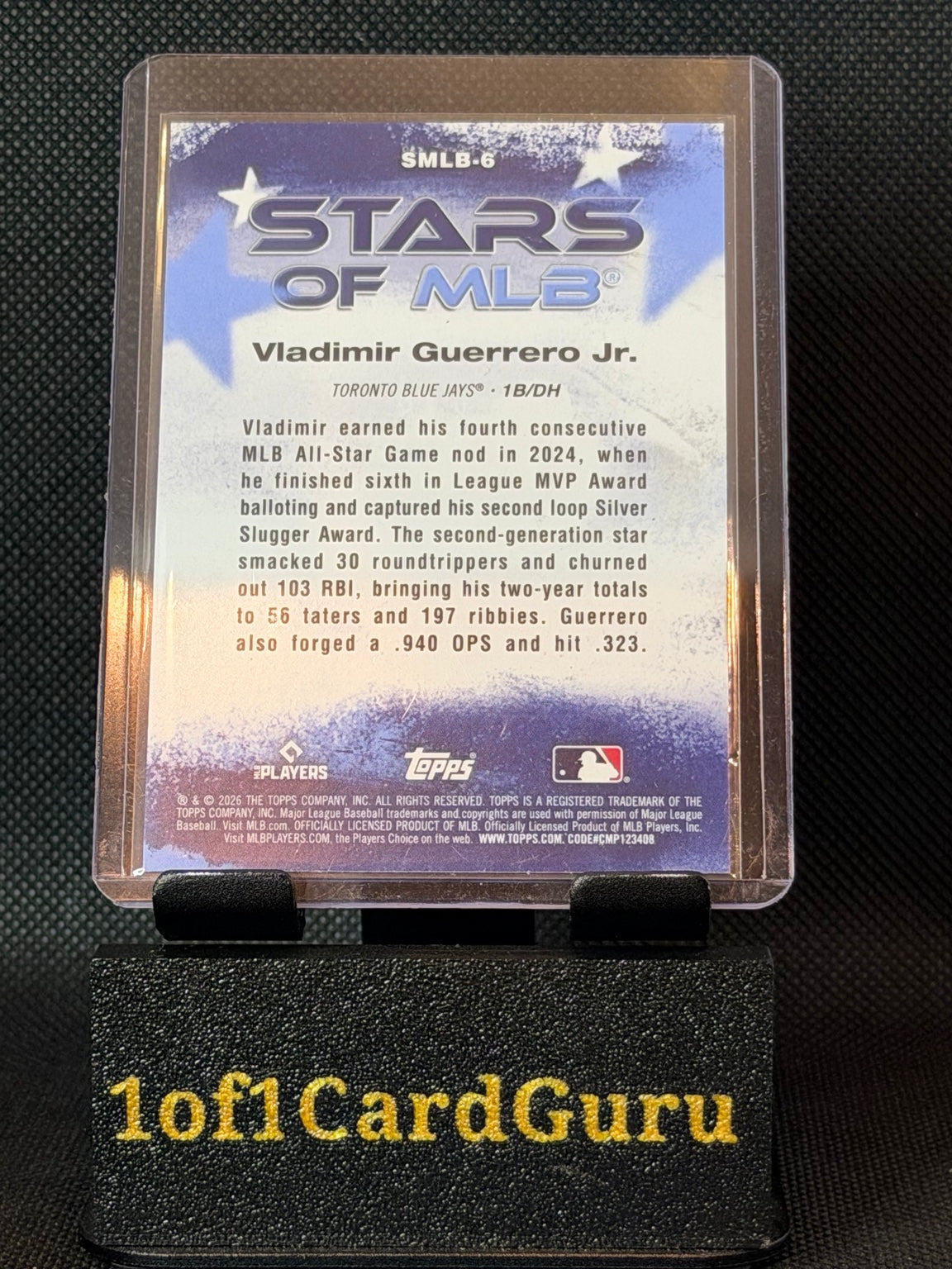 Back of 2026 Topps Stars of MLB Vladimir Guerrero Jr. #SMLB-6