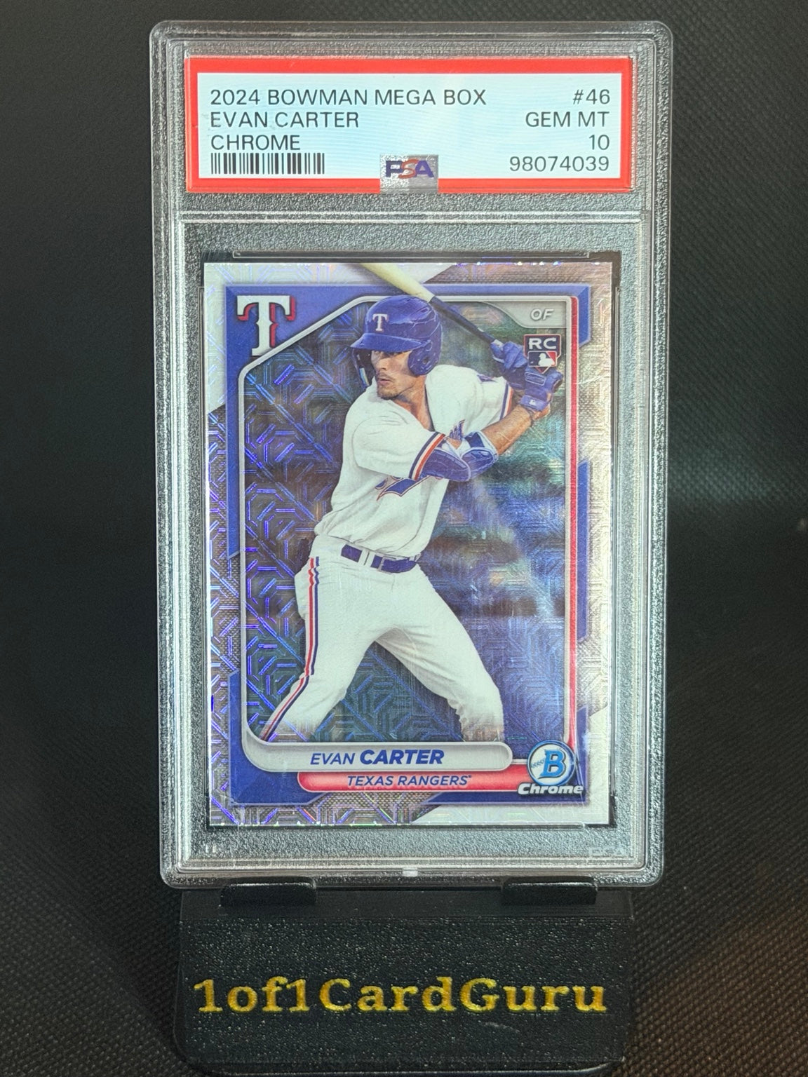 2024 Bowman Mega Box Chrome Evan Carter #46 Rookie — PSA 10 front