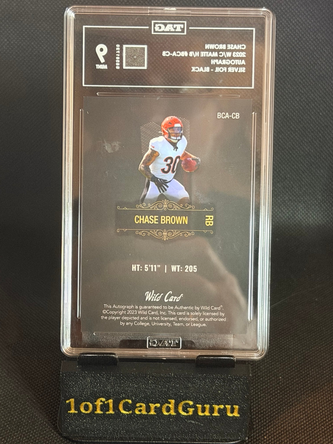 2023 Wild Card Matte Chase Brown Rookie Auto Silver Foil Black 18/25 TAG 9 back