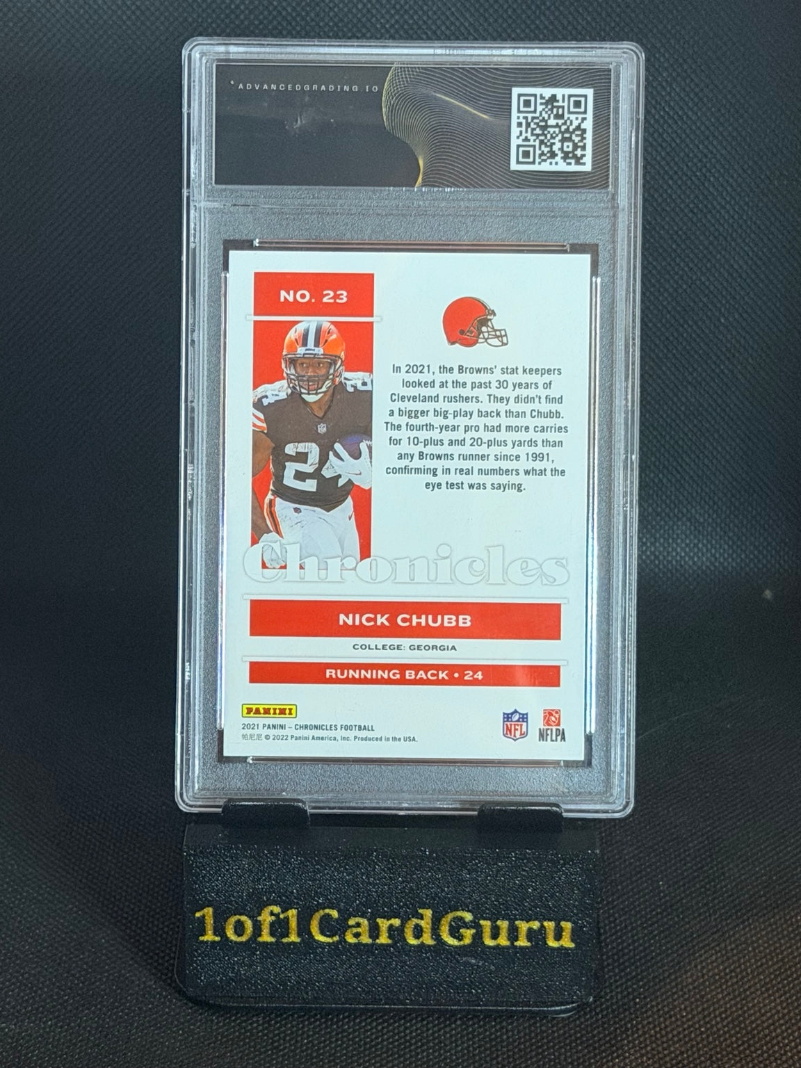 2021 Panini Chronicles Nick Chubb #23 Advanced Grading Gem Mint 10 back