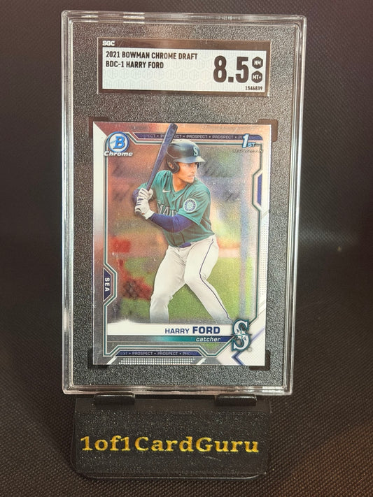 2021 Bowman Chrome Draft Harry Ford #BDC-1 1st Bowman — SGC 8.5 front