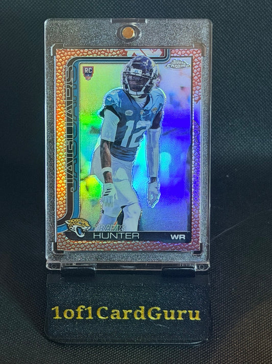2025 Topps Chrome Travis Hunter #332 Rookie Orange Textured Parallel - Price Pending front