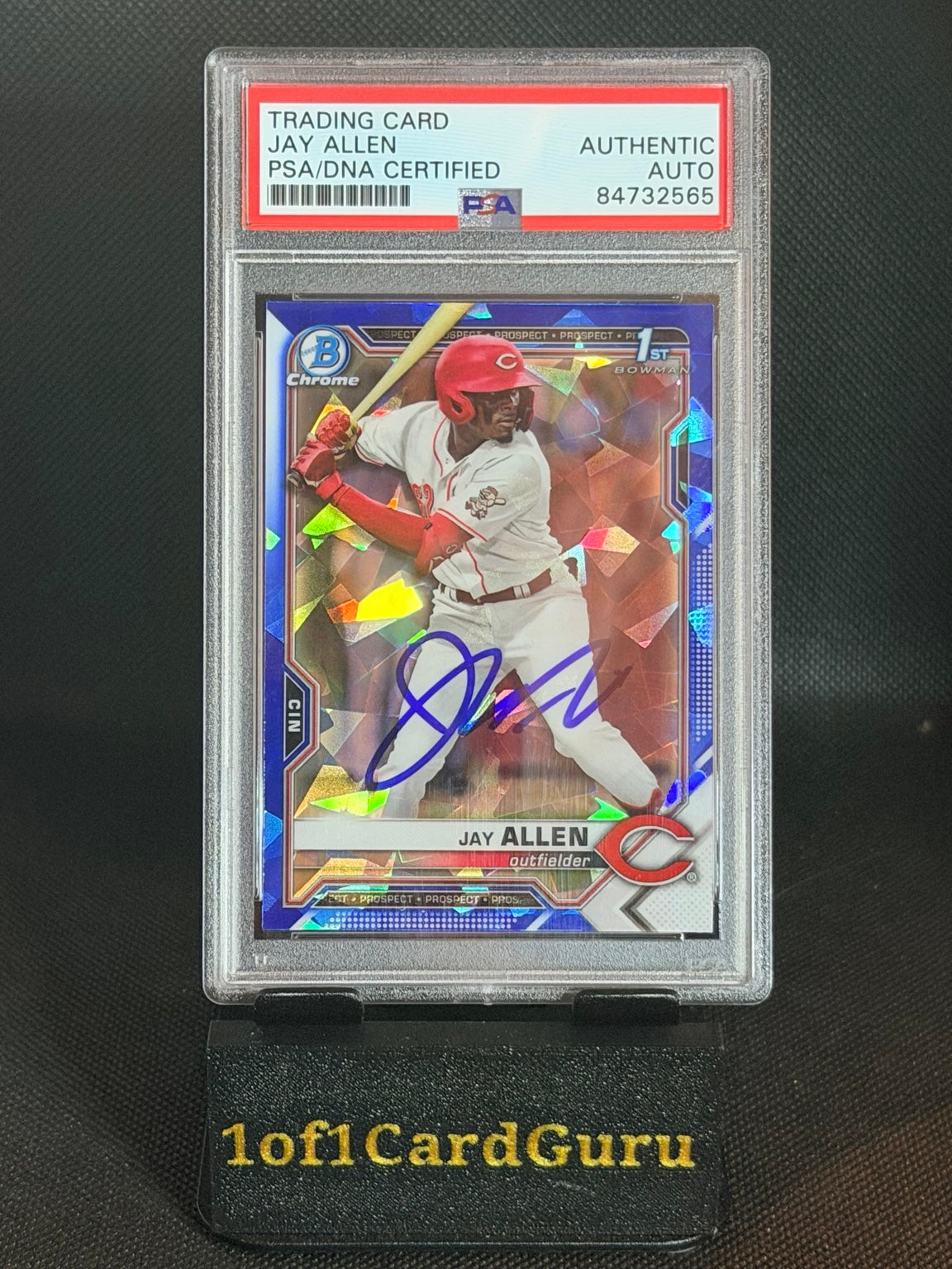 2021 Bowman Draft Chrome Jay Allen 1st BDC-11 Blue Refractor Signed PSA/DNA front