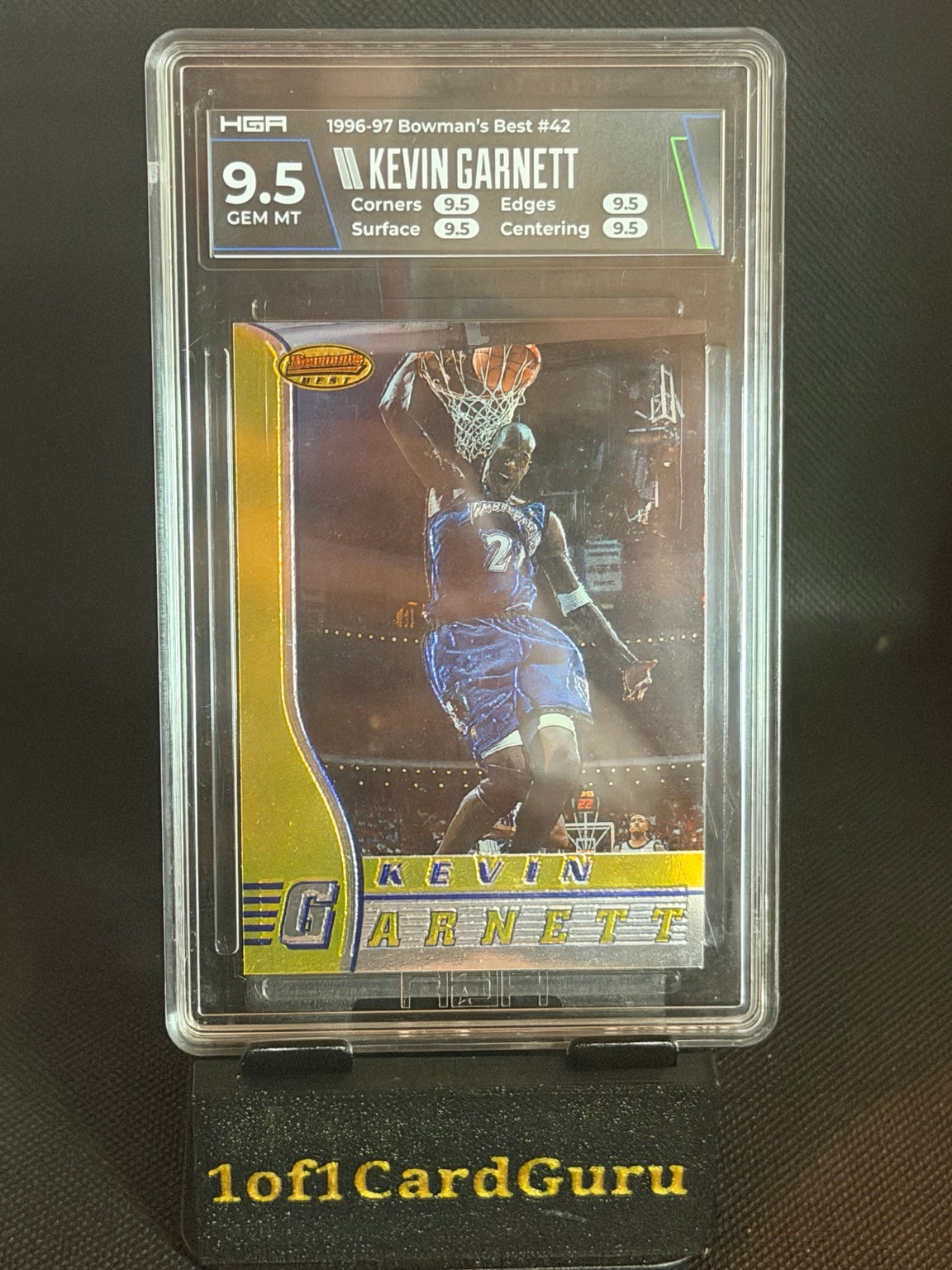 1996-97 Bowman's Best Kevin Garnett #42 — HGA 9.5 Gem Mint front