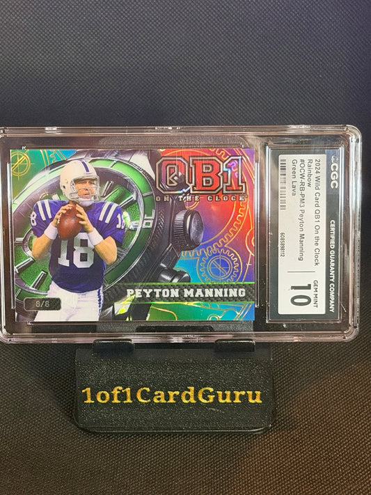 2024 Wild Card QB1 Peyton Manning On the Clock Green Lava 8/8 — CGC 10 front