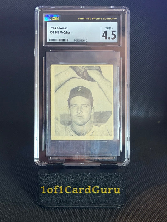 1948 Bowman Bill McCahan #31 Rookie CSG 4.5 Philadelphia Athletics front