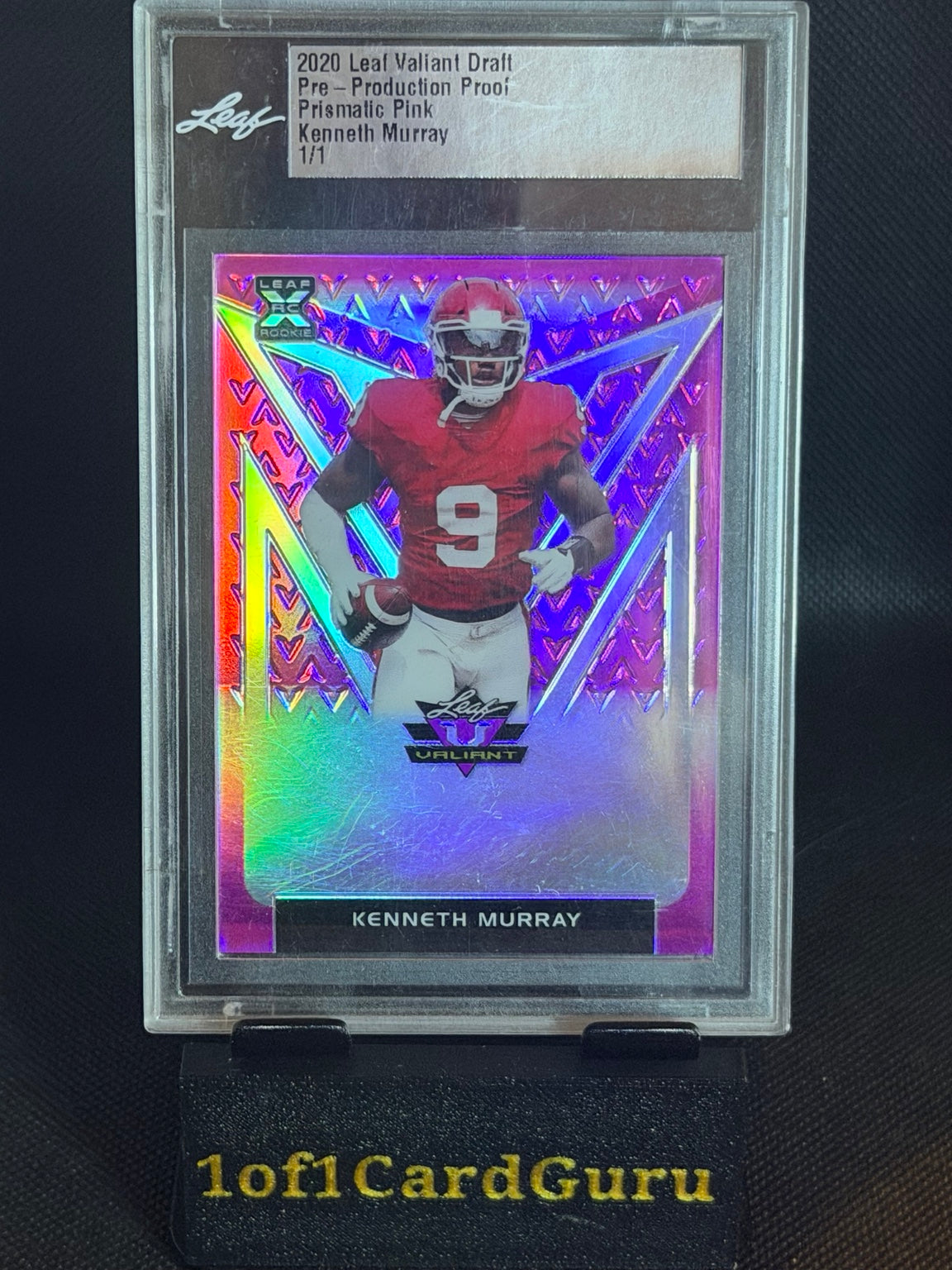 2020 Leaf Valiant Draft Kenneth Murray Prismatic Pink Pre-Production Proof 1/1 front