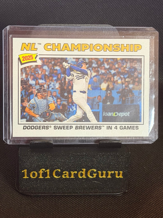 Front 2026 Topps Heritage #277 Dodgers Sweep Brewers Ohtani