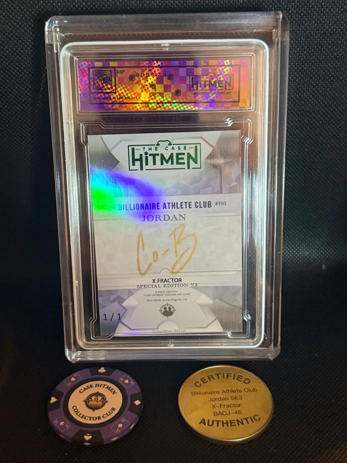 Michael Jordan BACJ-46 X-Fractor 1/1 reverse with poker chip and coin