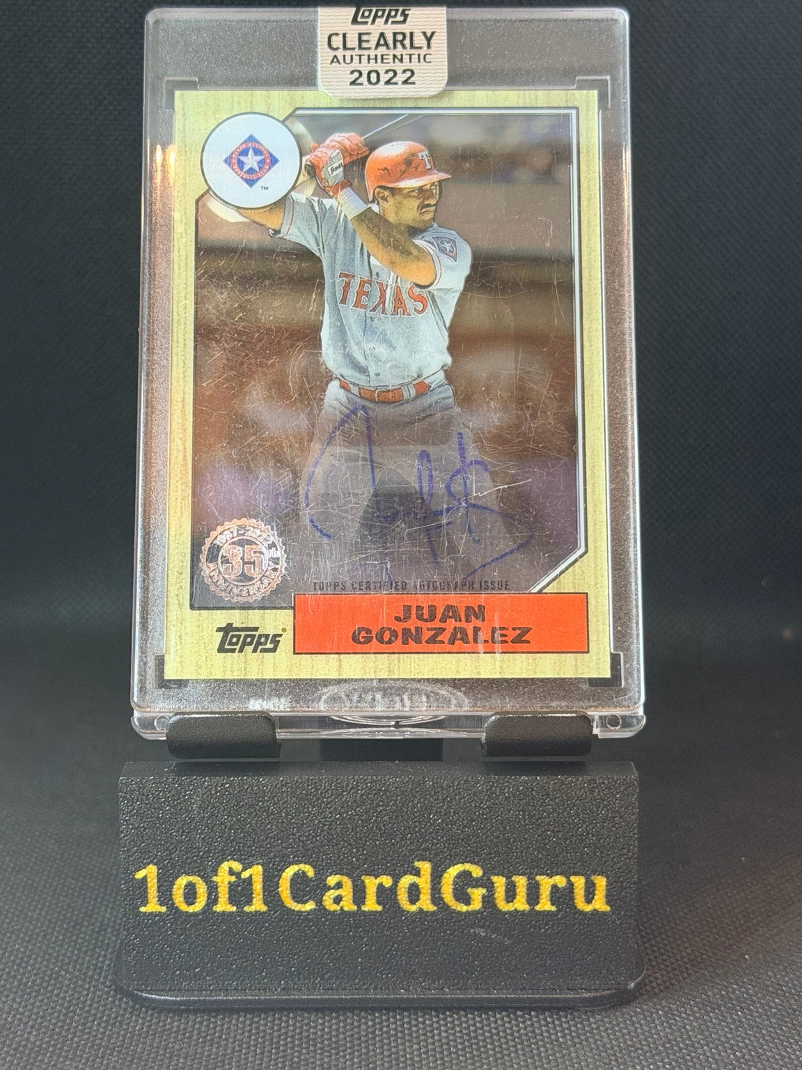 2022 Topps Clearly Authentic Juan Gonzalez 1987 Topps Auto #87TBA-JG front