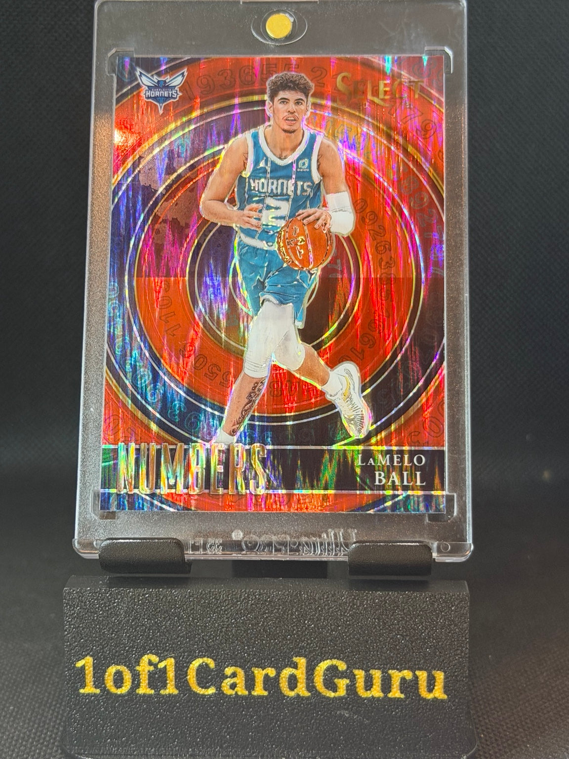 2020-21 Select LaMelo Ball Numbers Red Prizm Rookie #1 front