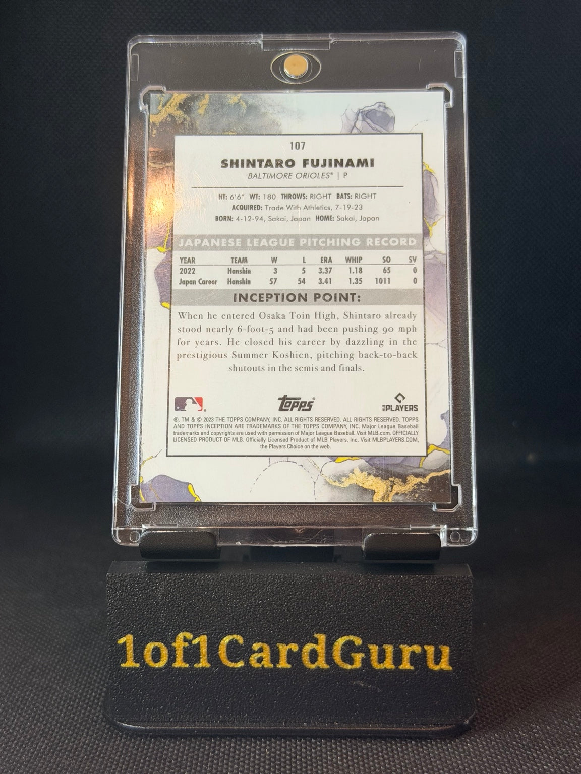 2023 Topps Inception Shintaro Fujinami Rookie #107 Orioles back