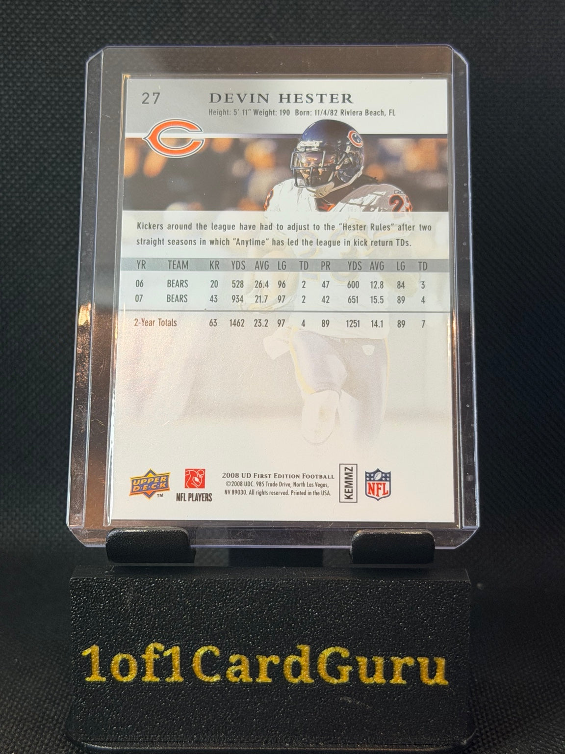 2008 Upper Deck First Edition Devin Hester #27