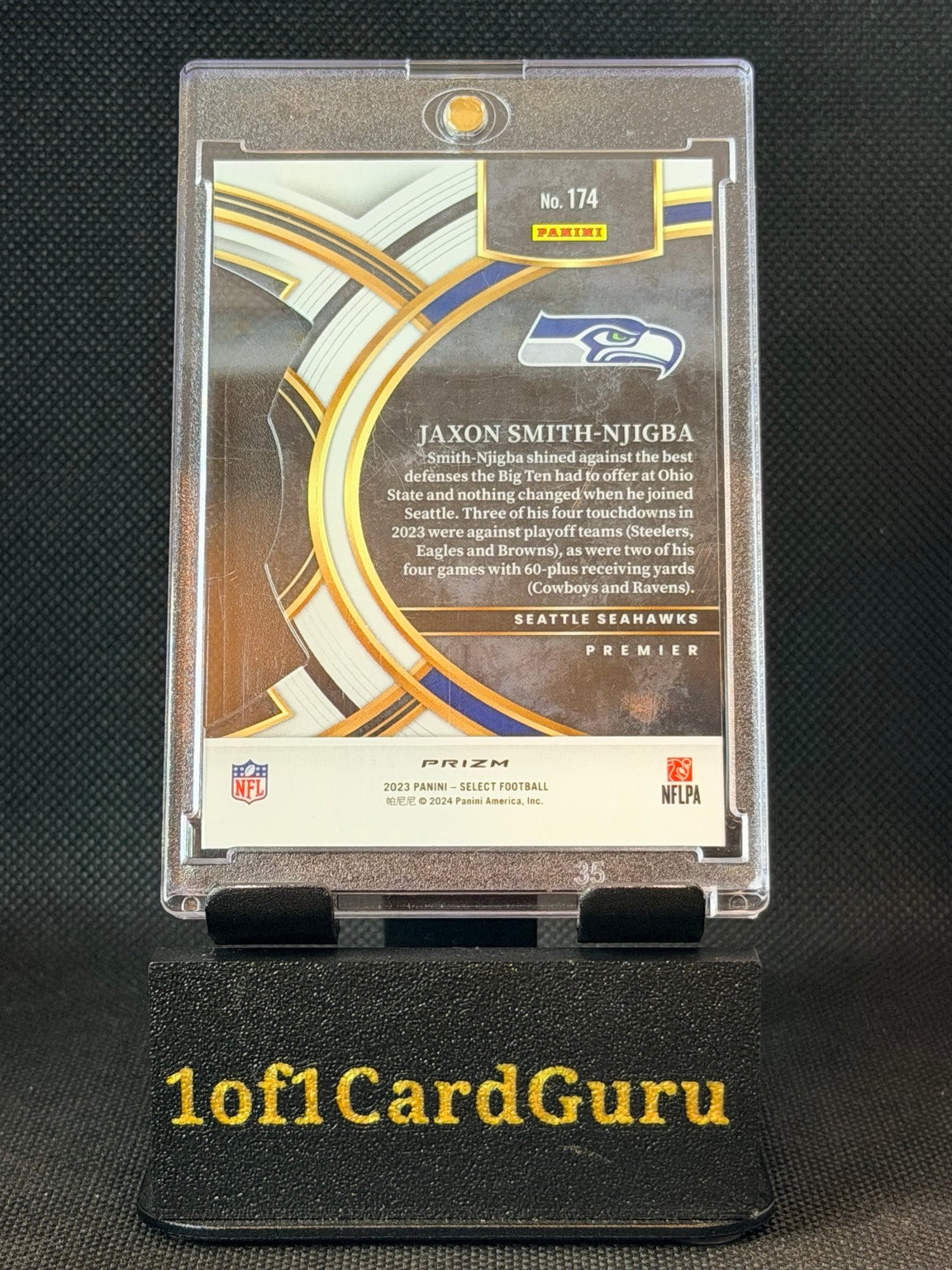 2023 Panini Select Jaxon Smith-Njigba Premier Level Silver Prizm Rookie #174 — back