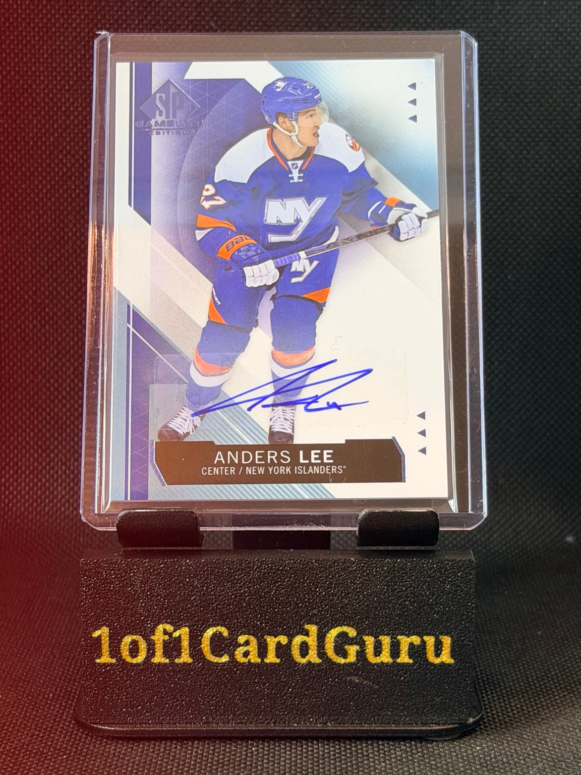 2015-16 Upper Deck SP Game Used Anders Lee Blue Autograph #56 — front