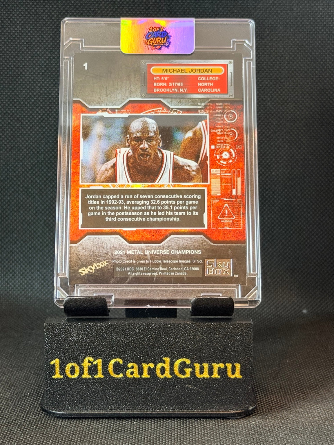 2021 SkyBox Metal Universe Champions Michael Jordan #1 Copper — back