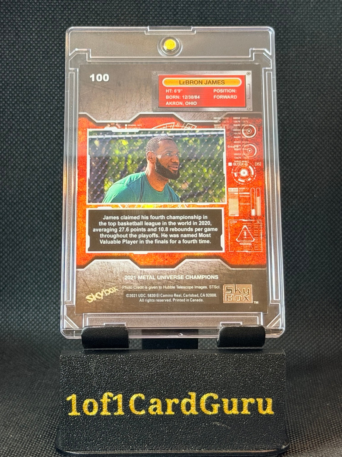 2021 SkyBox Metal Universe Champions LeBron James #100 Copper — back