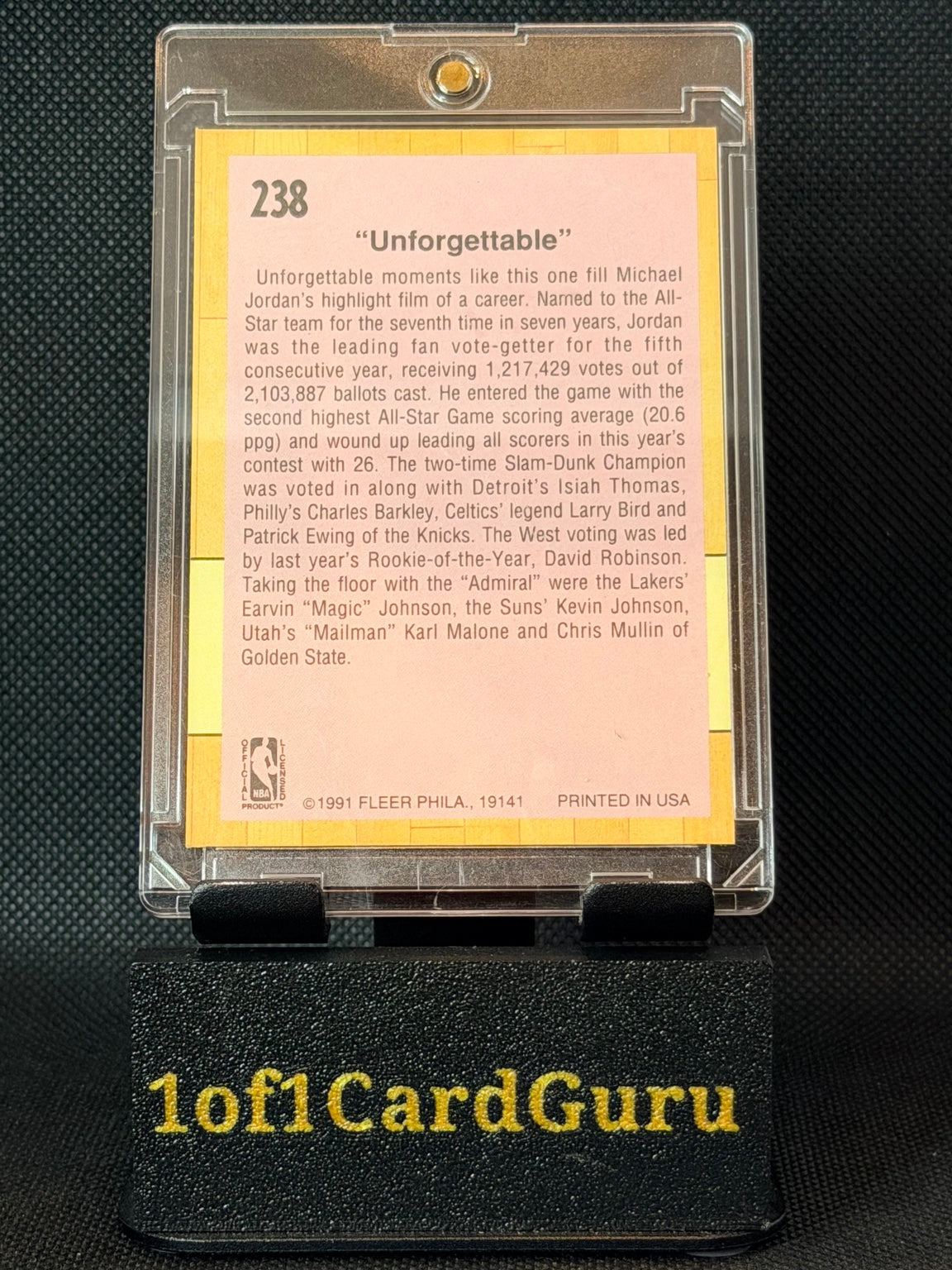 1991-92 Fleer Michael Jordan All-Star Game Unforgettable #238 — back